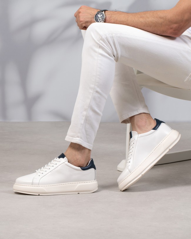 Massimo Blanc Bleu Cuir
