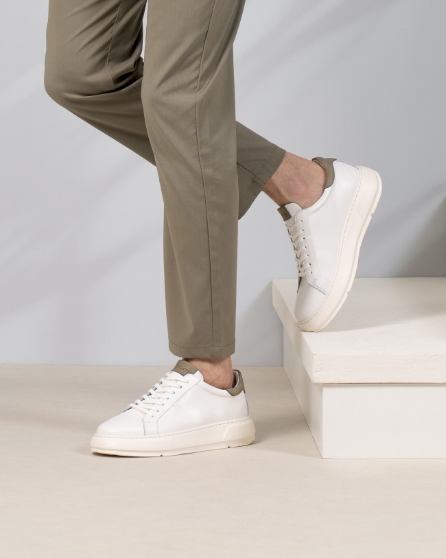 Massimo Blanc Kaki Cuir