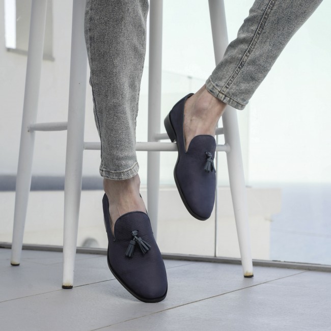 Vitorio Bleu Navy Cuir