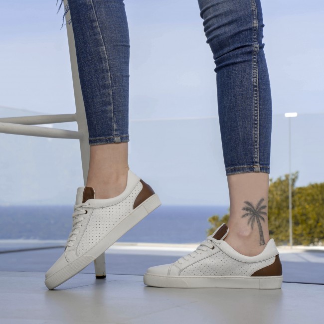 Perla Blanc marron Cuir
