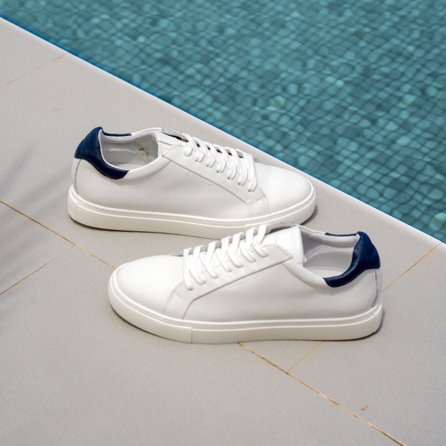 Smith Blanc Bleu Cuir