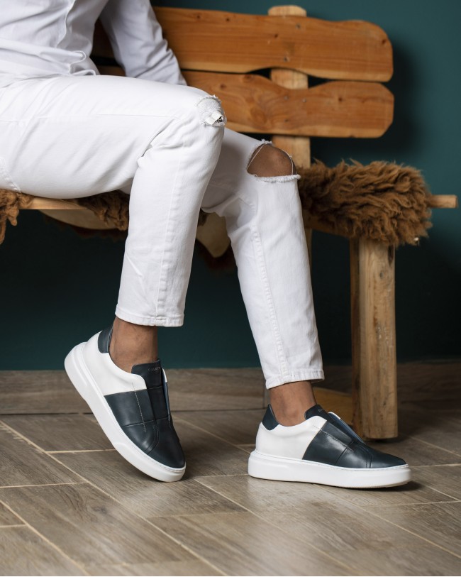 Murano Bleu Blanc Cuir