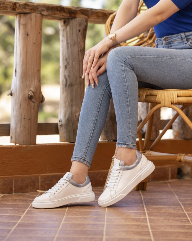 Perla Blanc Argent Cuir