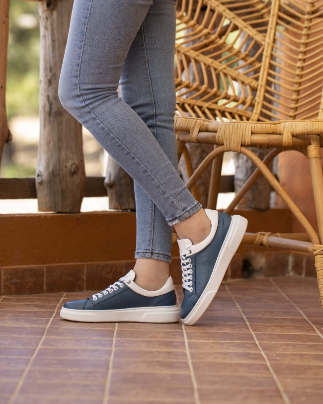Perla Stampato Bleu Denim Cuir
